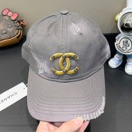 Chanel Baseball Cap with Multiple Logo in Distressed Denim Grey