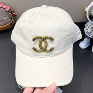 Chanel Baseball Cap with Multiple Logo in Distressed Denim White