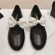 Chanel Bow Mary Janes with Pearl Buckle Women Calfskin Black