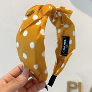 Chanel Bow Wide Headband with Polka Dot and Chanel Signature in Mixed Fibers Yellow