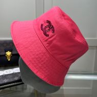 Chanel Bucket Hat with Rhinestone Logo in Canvas Red