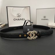 Chanel Crystal Woven Belt with Headphone Bag in Quilted Grained Lambskin Black/Gold