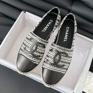 Chanel Espadrilles Women Raffia and Lambskin Black