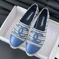 Chanel Espadrilles Women Raffia and Lambskin Navy Blue