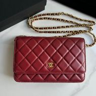 Chanel Flap Clutch with Chain in Lambskin Burgundy/Gold