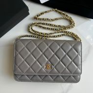 Chanel Flap Clutch with Chain in Lambskin Grey/Gold