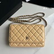 Chanel Flap Clutch with Chain in Lambskin Khaki/Silver