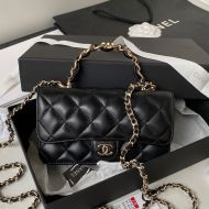 Chanel AP3226 Flap Phone Holder with Chain in Calfskin Black