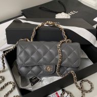 Chanel AP3226 Flap Phone Holder with Chain in Calfskin Grey