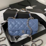 Chanel AP3226 Flap Phone Holder with Chain in Calfskin Navy Blue