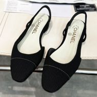 Chanel G31319 Slingback Flats Women Cotton and Silk Black