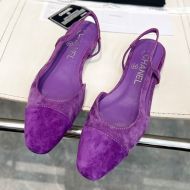 Chanel G31319 Slingback Flats Women Suede Purple