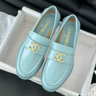 Chanel G45663 Moccasins with Flower Logo Women Calfskin Sky Blue