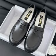 Chanel G45915 Moccasins Women Shiny Lambskin Black