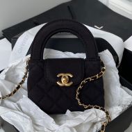 Chanel AP3435 Kelly Clutch with Chain in Cotton Fabric Black