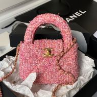 Chanel AP3435 Kelly Clutch with Chain in Cotton Tweed Pink