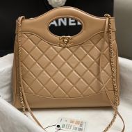 Chanel AS4853 Large 31 Shopping Bag in Shiny Crumpled Calfskin Khaki