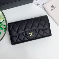 Chanel Large Classic Flap Trifold Wallet in Calfskin Black/Gold