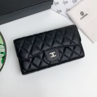 Chanel Large Classic Flap Trifold Wallet in Calfskin Black/Silver