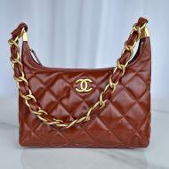 Chanel AS4912 Large Hobo Bag with Chunky Chain Strap in Lambskin Burgundy