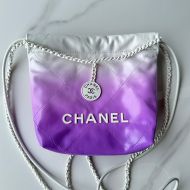 Chanel AS3980 Mini 22 Hobo Bag with Double Crossbody Strap in Gradient Calfskin Purple