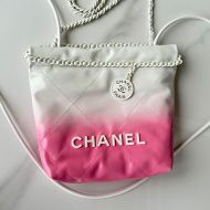 Chanel AS3980 Mini 22 Hobo Bag with Double Crossbody Strap in Gradient Calfskin Rose