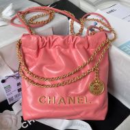 Chanel AS3980 Mini 22 Hobo Bag with Double Crossbody Strap in Shiny Calfskin Cherry