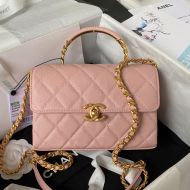 Chanel AS3982 Mini Carry Me Flap Handbag in Grained Calfskin Pink