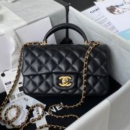 Chanel AS2431 Mini Flap Handbag with Chain in Shiny Lambskin Black