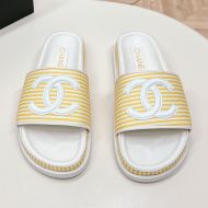 Chanel Platform Slides Women Striped Fabric Orange