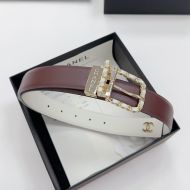 Chanel Reversible Belt with Rotating Pin Buckle in Calfskin Burgundy