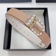 Chanel Reversible Belt with Rotating Pin Buckle in Calfskin Khaki