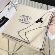 Chanel Scarf with Logo Embroidery in Cashmere Apricot