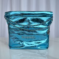 Chanel AS3260 Small 22 Hobo Bag with Chanel Letters in Shiny Calfskin Teal