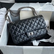 Chanel AS7586 Small 2.55 Reissue Shoulder Bag with Chanel Signature in Aged Calfskin Black/Silver