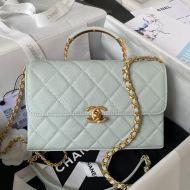 Chanel AS4008 Small Carry Me Flap Handbag in Grained Calfskin Blue