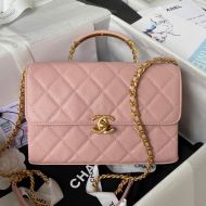 Chanel AS4008 Small Carry Me Flap Handbag in Grained Calfskin Pink