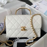 Chanel AS4008 Small Carry Me Flap Handbag in Grained Calfskin White