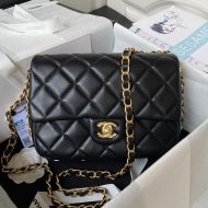 Chanel AS4264 Small Classic Flap Crossbody Bag with Quilted Logo in Lambskin Black