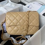 Chanel AS4264 Small Classic Flap Crossbody Bag with Quilted Logo in Lambskin Khaki