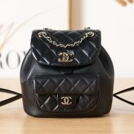 Chanel AS2908 Small Duma Backpack with Woven Chain Strap in Lambskin Black/Gold