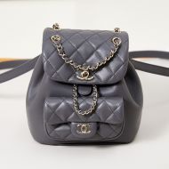 Chanel AS2908 Small Duma Backpack with Woven Chain Strap in Lambskin Grey