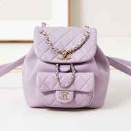 Chanel AS2908 Small Duma Backpack with Woven Chain Strap in Lambskin Purple