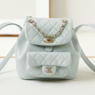 Chanel AS2908 Small Duma Backpack with Woven Chain Strap in Lambskin Sky Blue