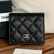 Chanel Small Flap Bifold Wallet in Grained Shiny Calfskin Black/Silver