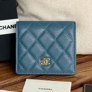 Chanel Small Flap Bifold Wallet in Grained Shiny Calfskin Blue