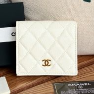 Chanel Small Flap Bifold Wallet in Grained Shiny Calfskin White