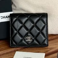 Chanel Small Flap Bifold Wallet in Lambskin Black/Silver