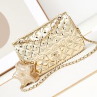 Chanel AS4648 Small Flap Crossbody Bag with Star Coin Purse in Mirror Calfskin Gold/Khaki