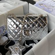 Chanel AS4648 Small Flap Crossbody Bag with Star Coin Purse in Mirror Calfskin Grey